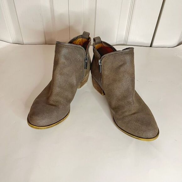 Lucky Brand Zipper Nubuck Leather Ankle Cowboy Western Bootie Boots - Picture 3 of 12